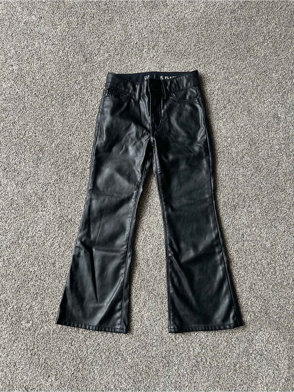 GAP kids Black Faux Leather Flare Pants